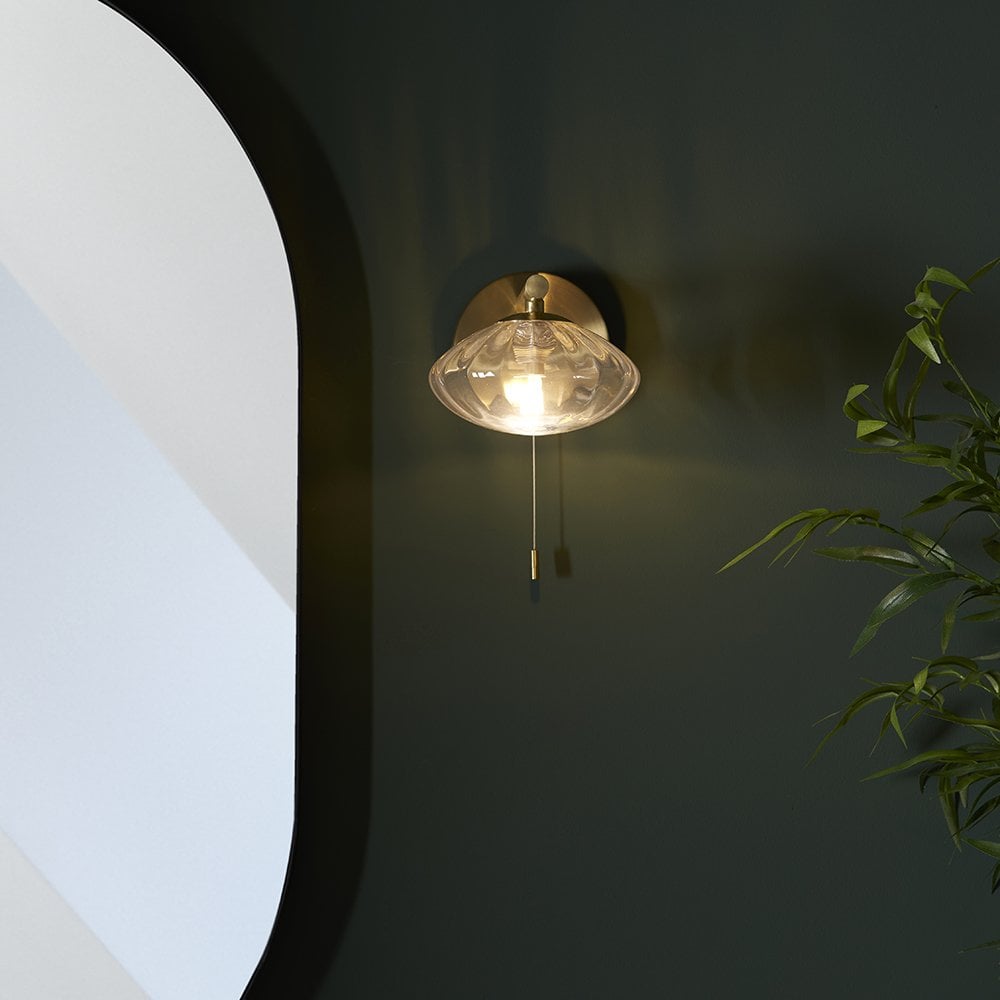 Mobias Classic Linear Wall Light in Gold with Opal Glass