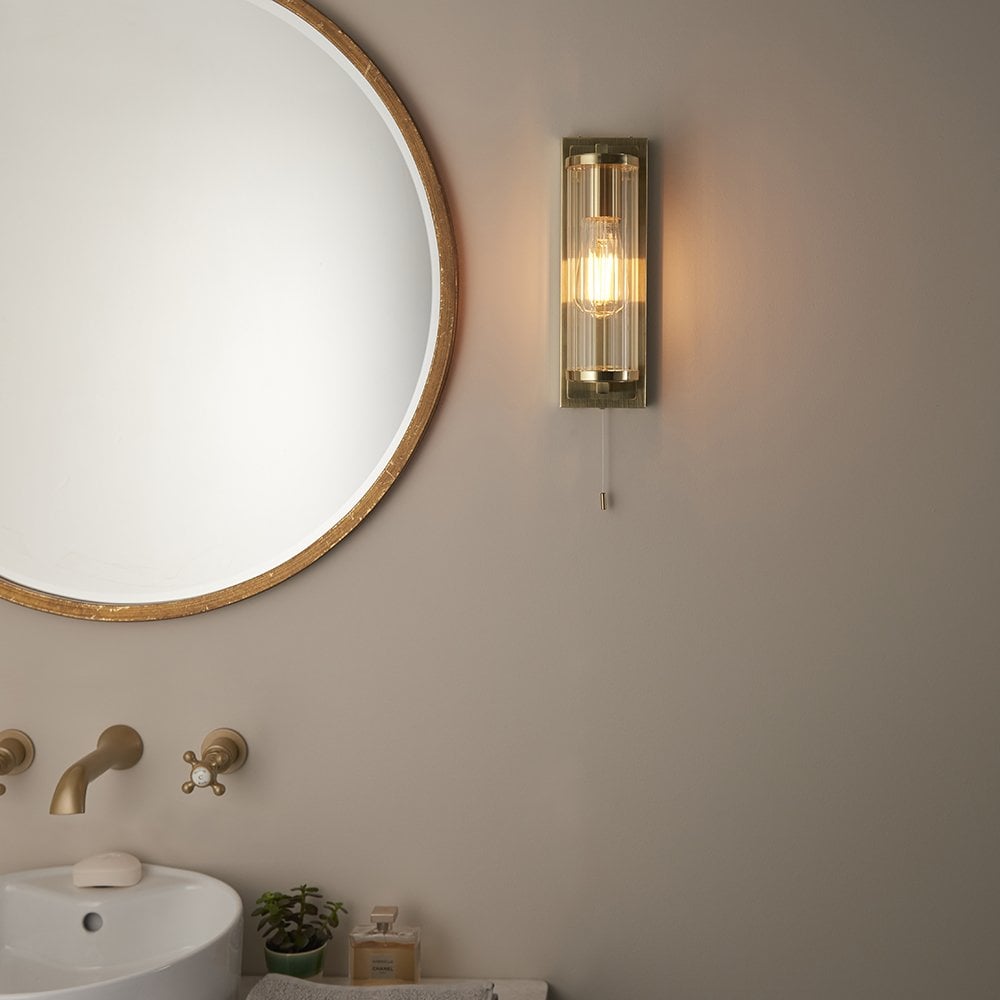 Taylor Wall Light in Gold with Ribbed Glass