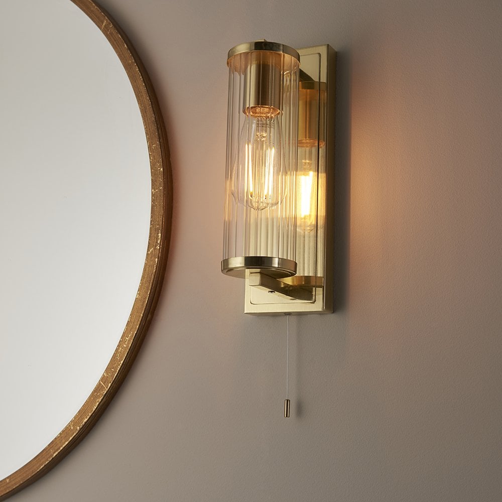 Taylor Wall Light in Gold with Ribbed Glass