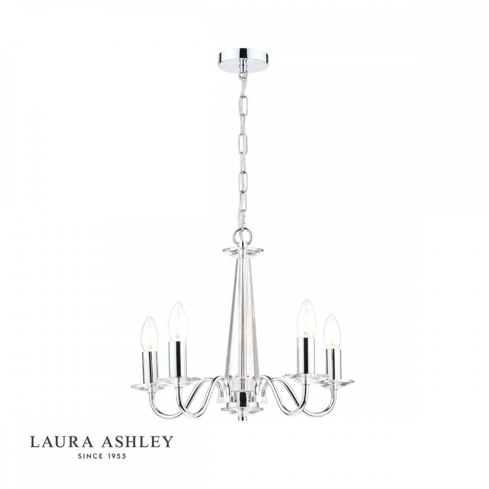 Blake 5 Light Chandelier in Polished Chrome & Glass