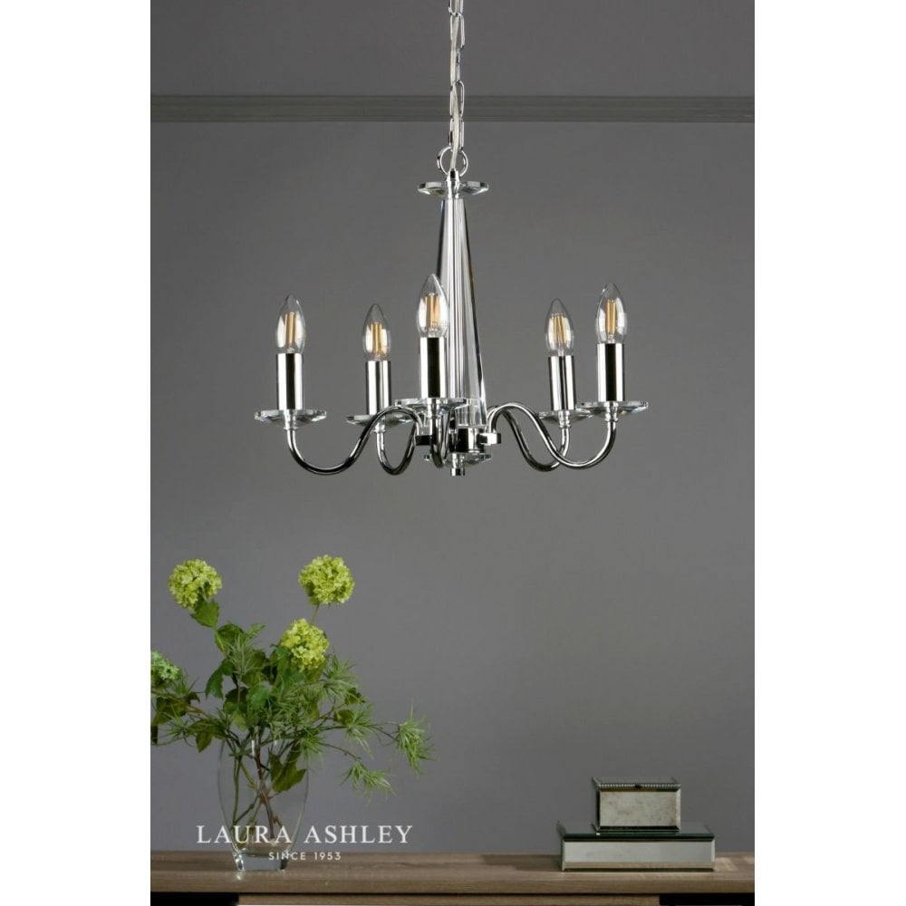 Blake 5 Light Chandelier in Polished Chrome & Glass