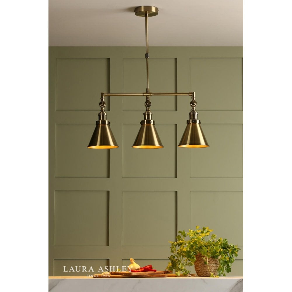 Refus 3 Light Bar Pendant in Antique Brass