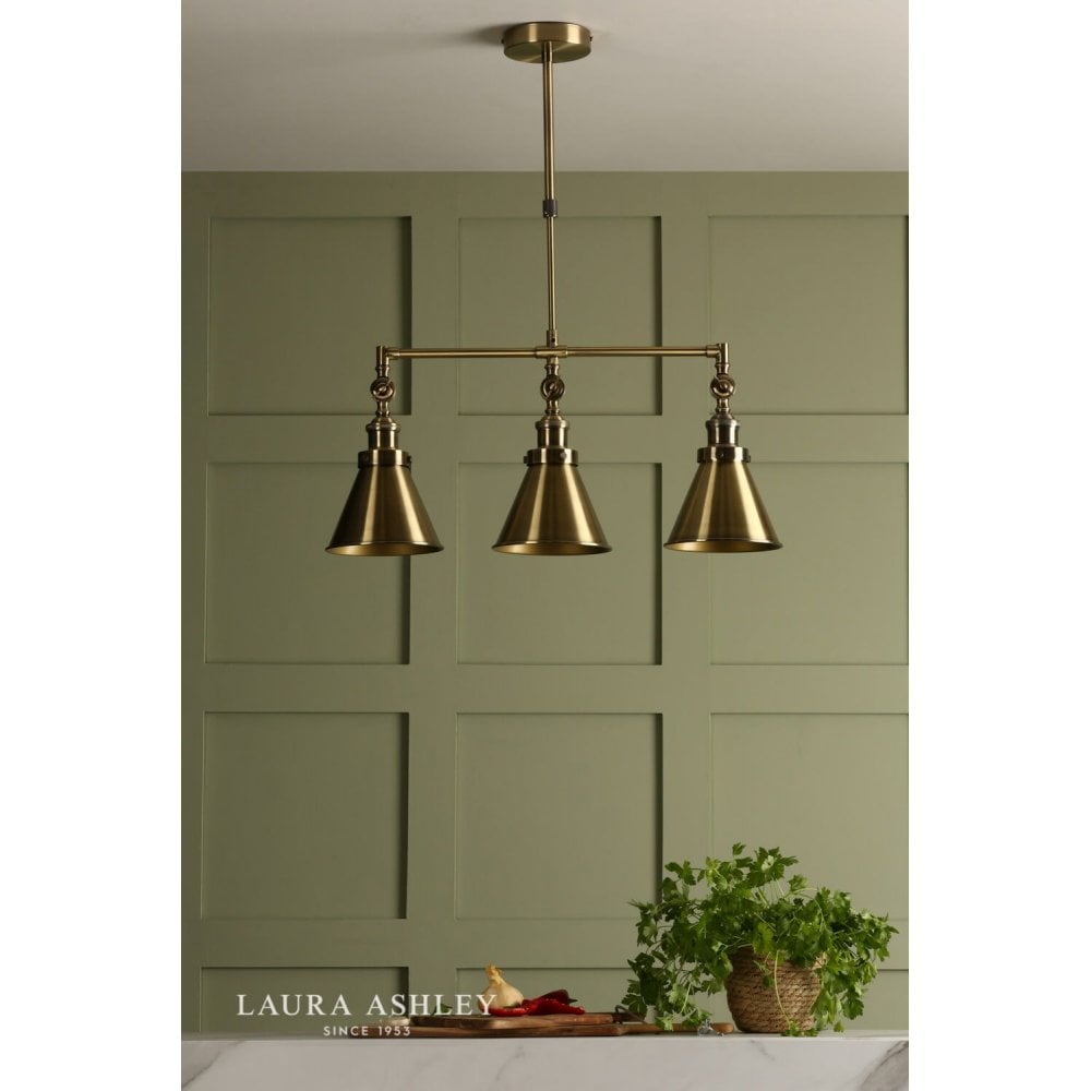 Refus 3 Light Bar Pendant in Antique Brass