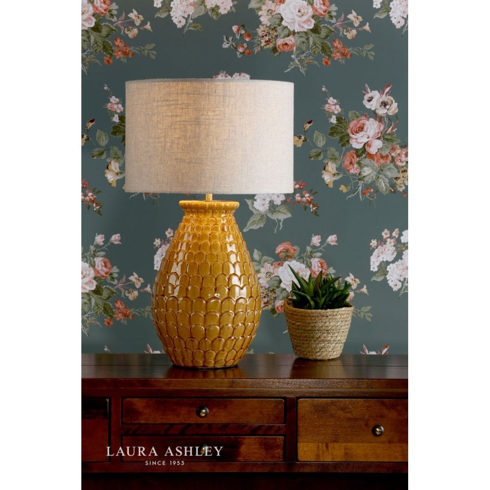 Liza Ceramic Table Lamp in Orange c/W Shade