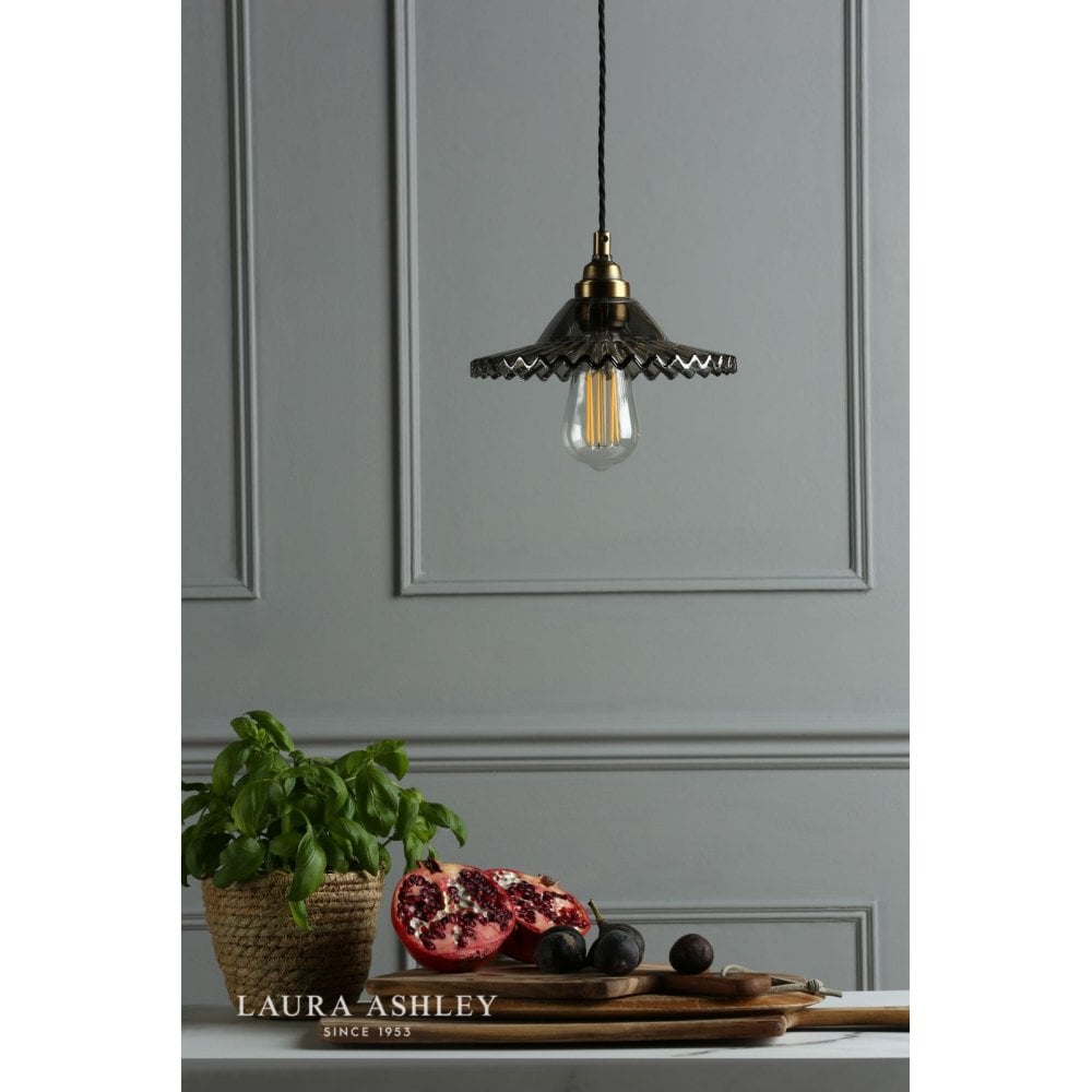 Pippa Aged Brass & Smoked Glass Pendant