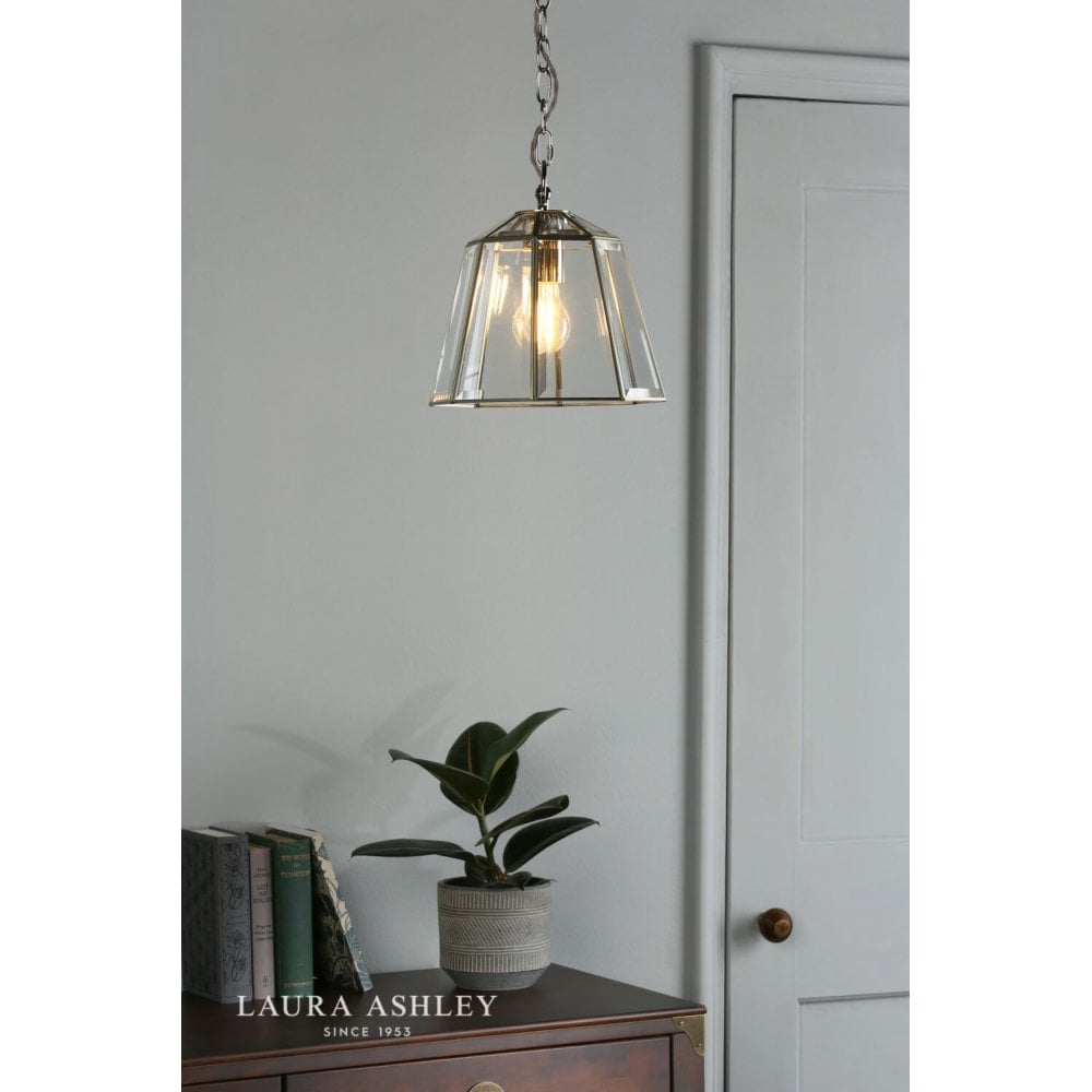 Clayton Single Pendant Lantern Style in Polished Silver