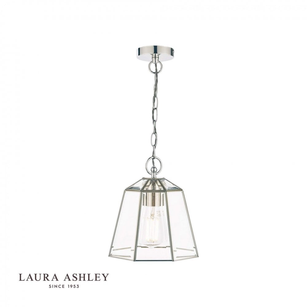 Clayton Single Pendant Lantern Style in Polished Silver