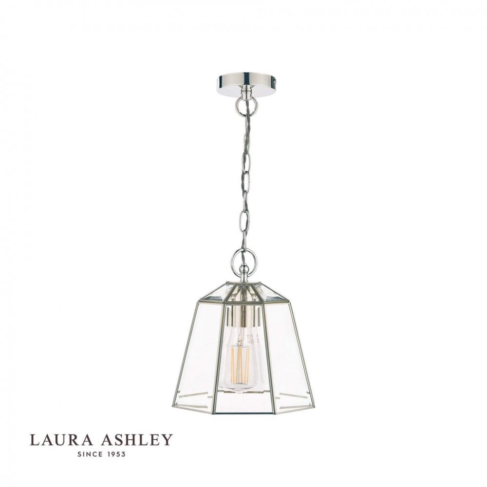 Clayton Single Pendant Lantern Style in Polished Silver