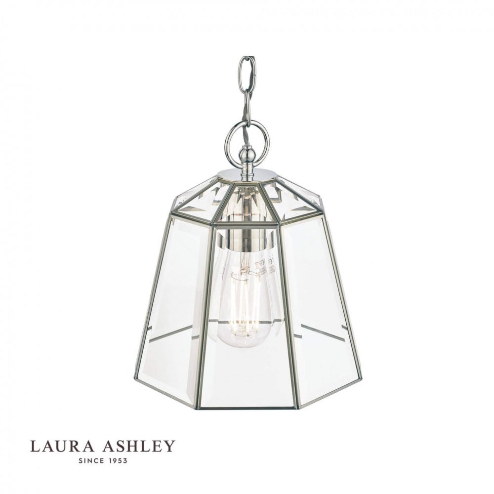 Clayton Single Pendant Lantern Style in Polished Silver