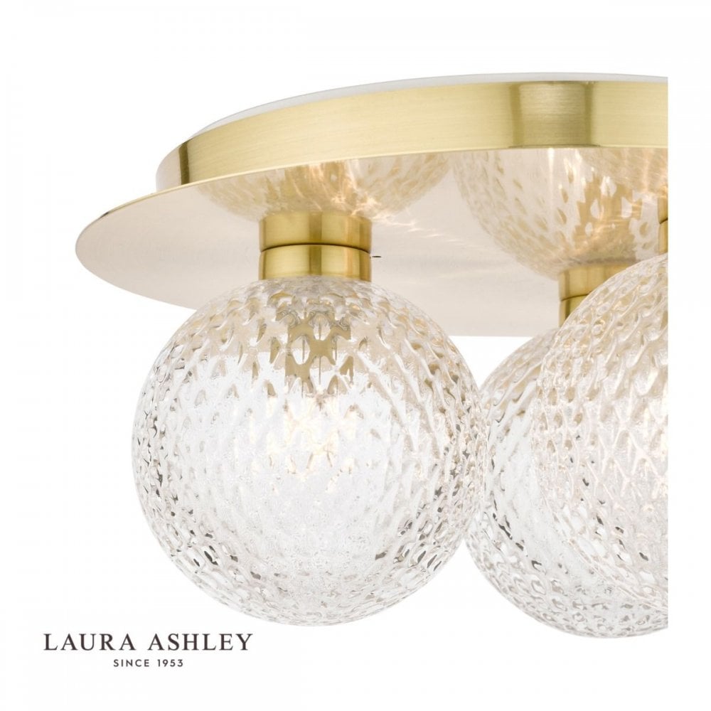 Prague 3 Light Flush Fitting in Satin Brass IP44