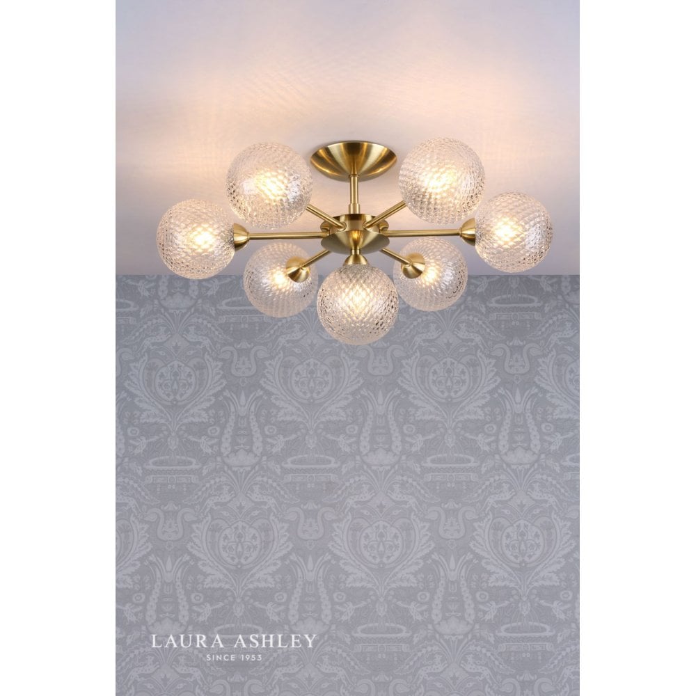 Atherton 7 Light Semi Flush Fitting in Satin Brass