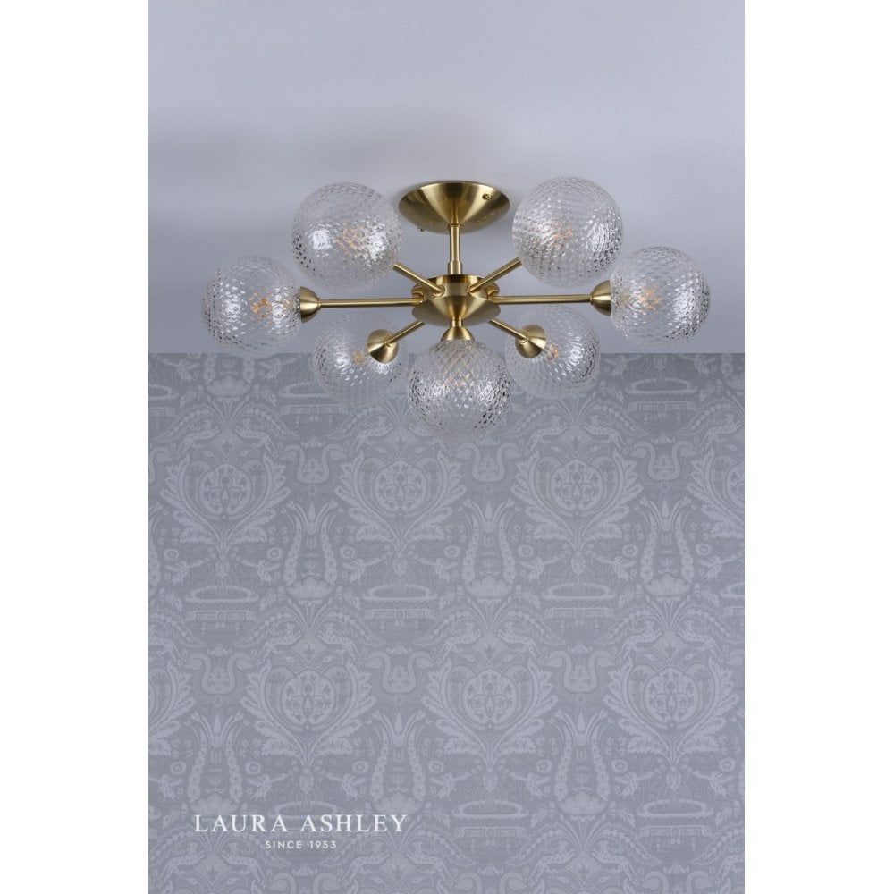 Atherton 7 Light Semi Flush Fitting in Satin Brass