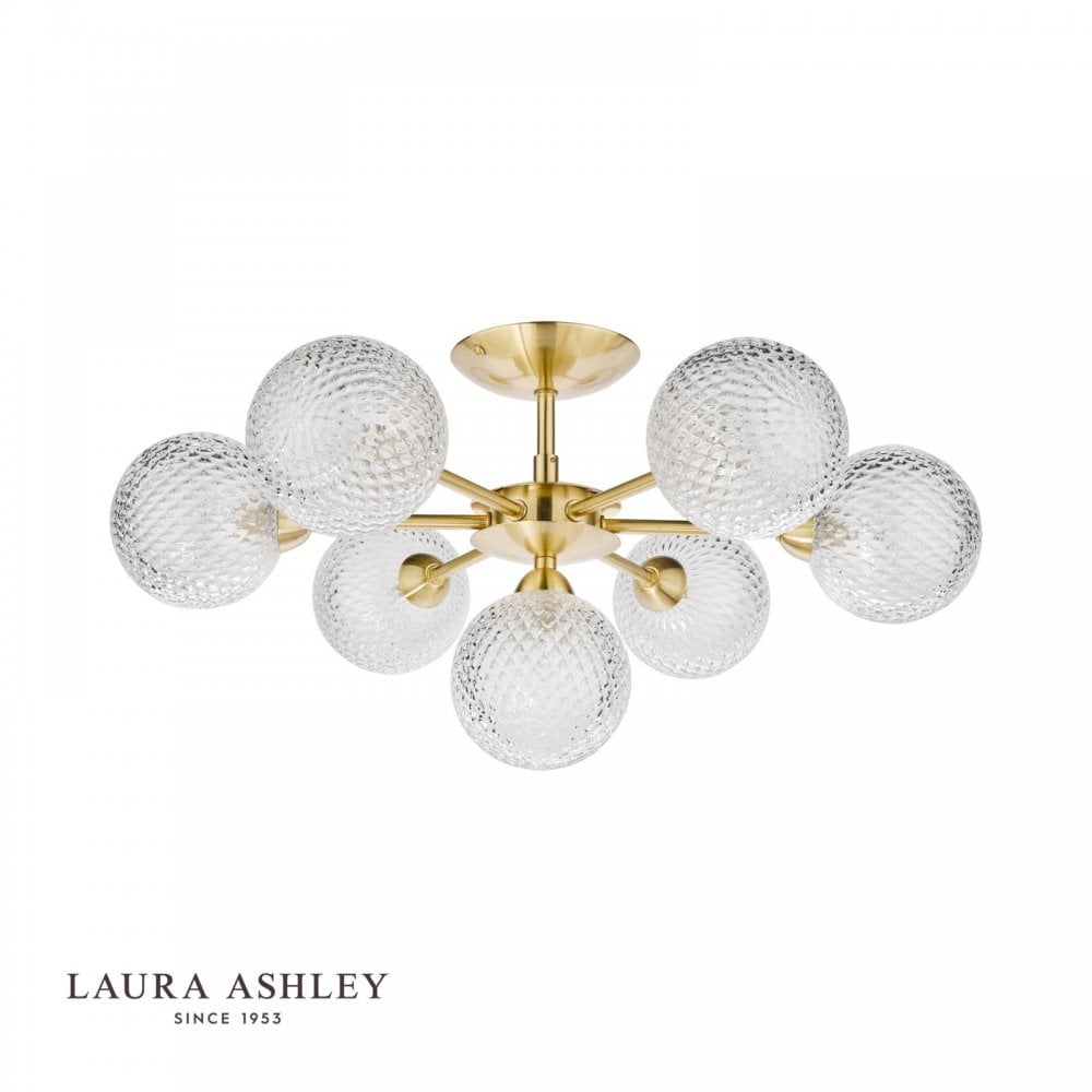 Atherton 7 Light Semi Flush Fitting in Satin Brass