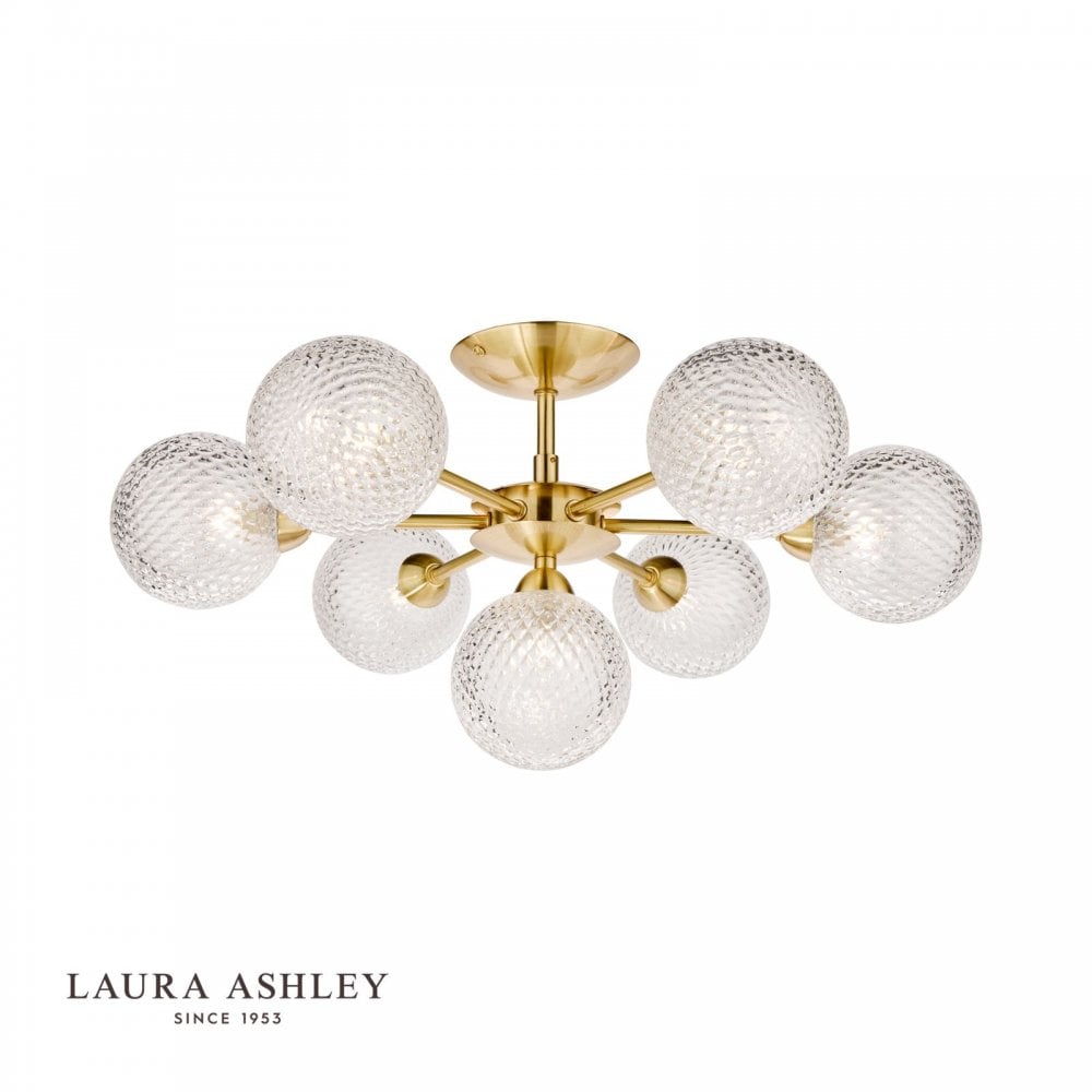 Atherton 7 Light Semi Flush Fitting in Satin Brass