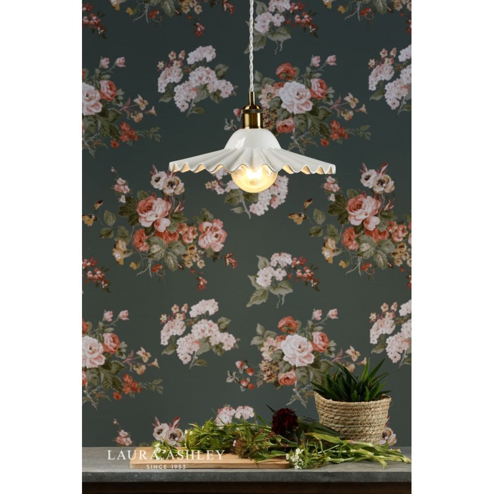 Beca Large Single Pendant in White & Antique Brass