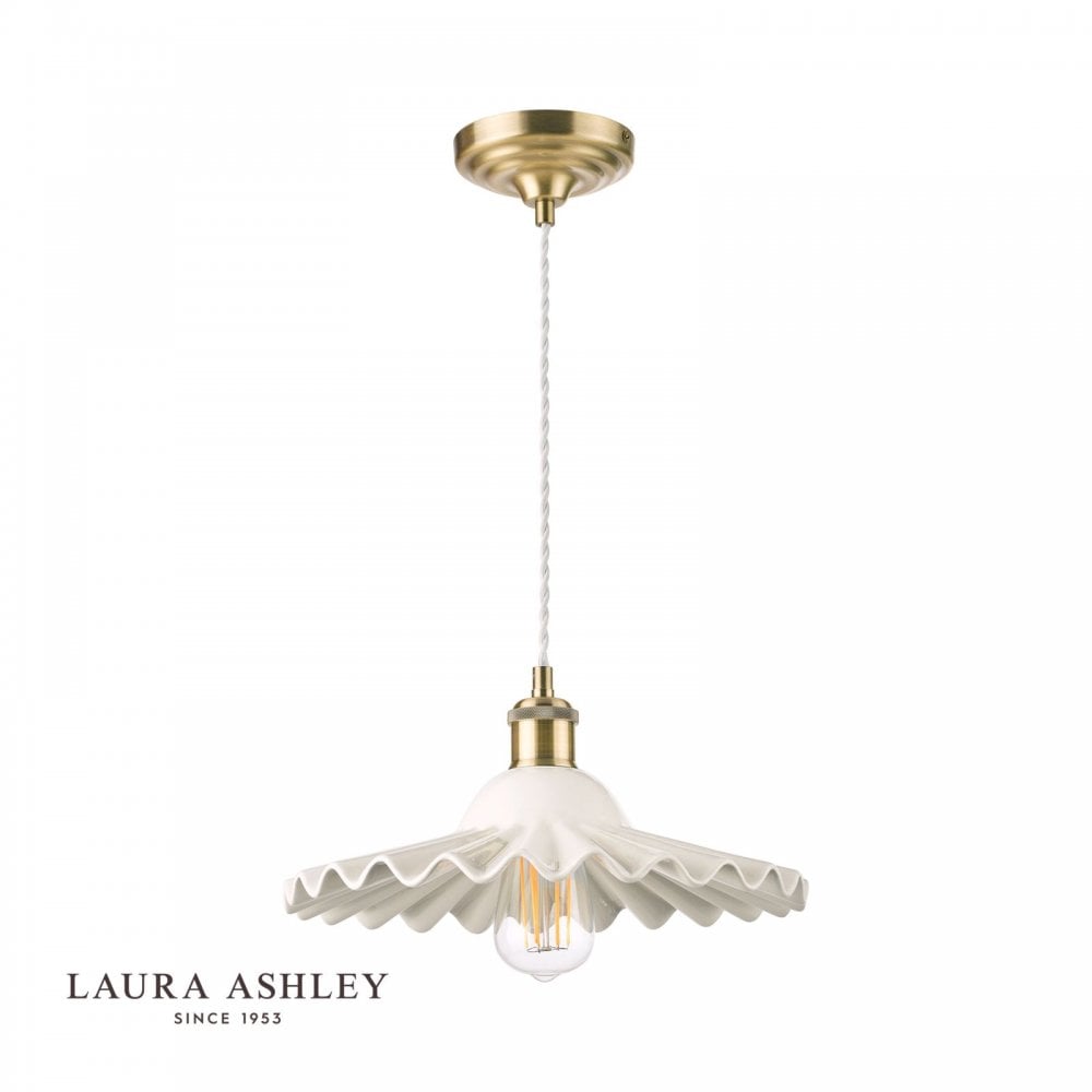 Beca Large Single Pendant in White & Antique Brass