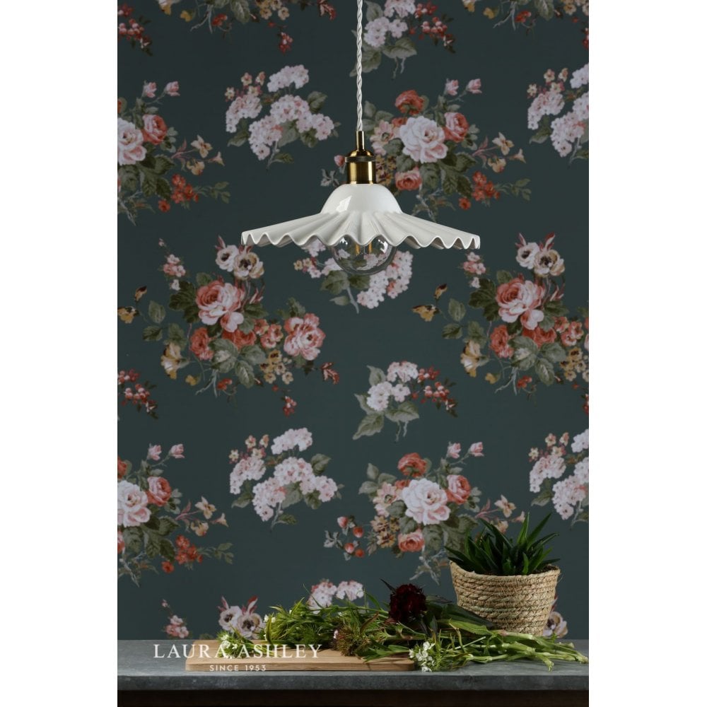 Beca Large Single Pendant in White & Antique Brass