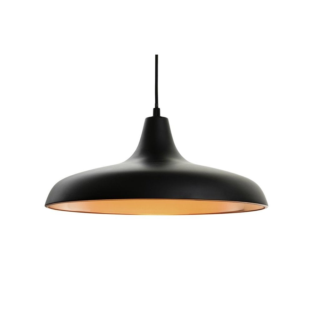 Curtis Pendant in Matt Black with Copper inside Shade