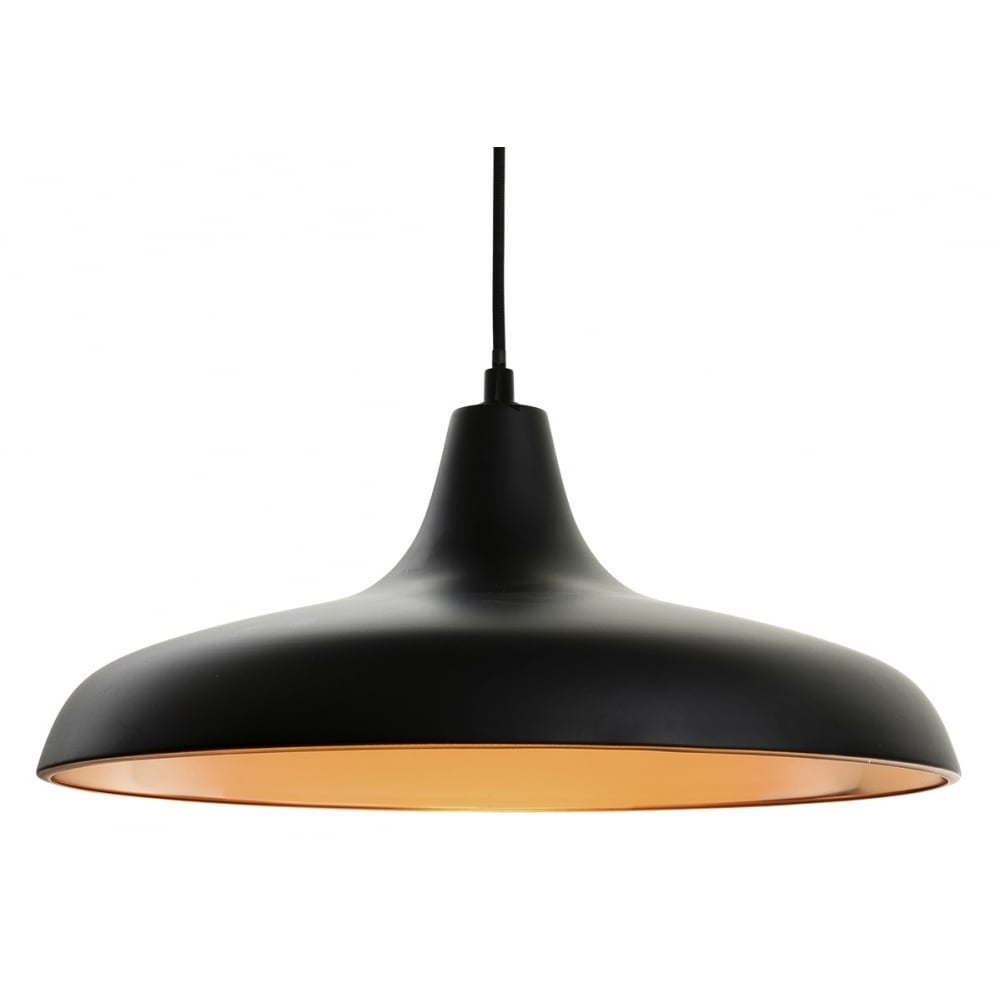 Curtis Pendant in Matt Black with Copper inside Shade