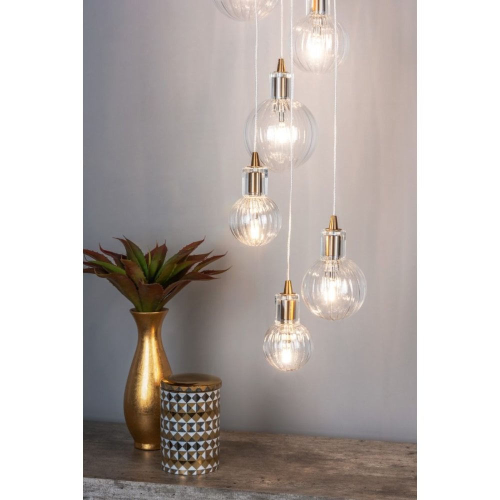 Dita 10 Light Cluster Pendant Brass & Glass