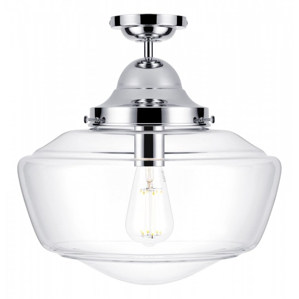 Rydal Polished Chrome Semi Flush With Clear Glass IP44