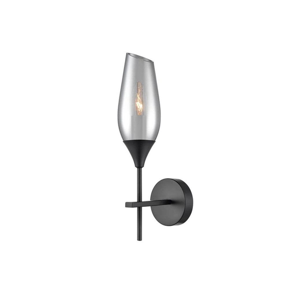 Daper Wall Light in Matt Black & Smoked Glass
