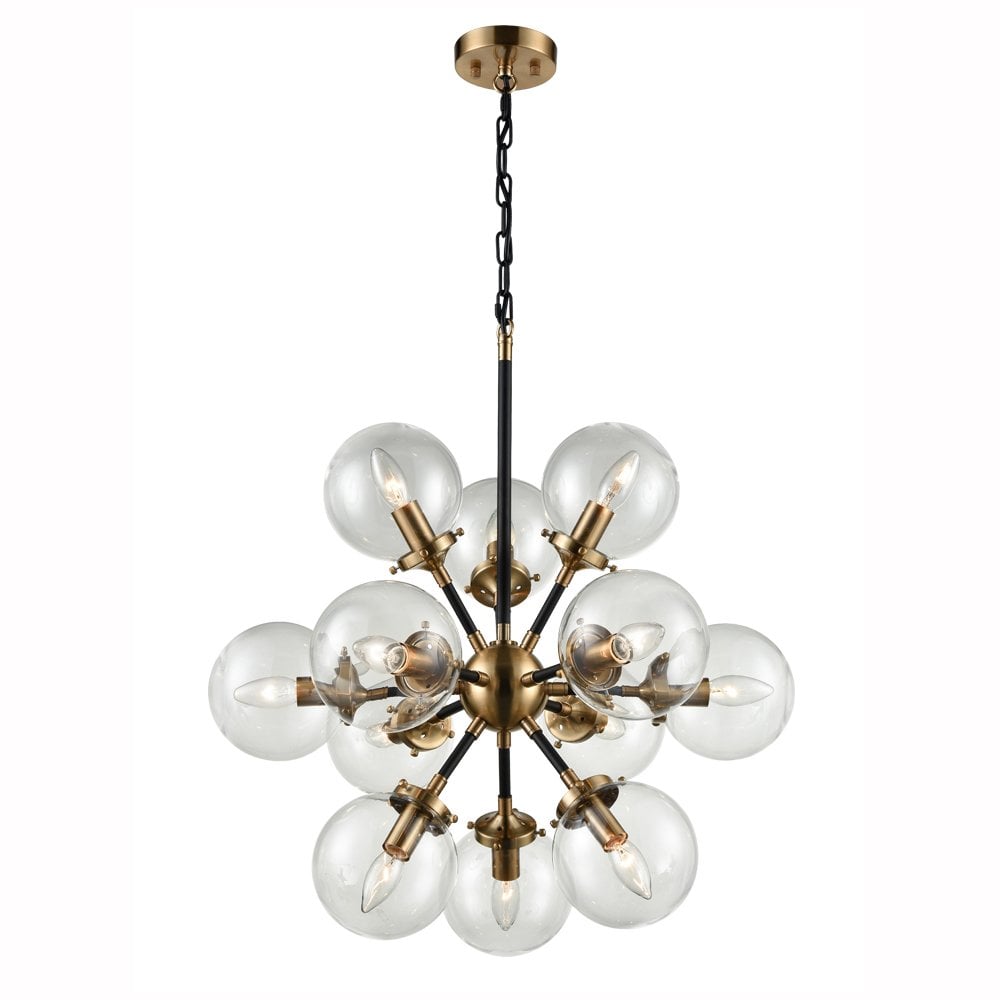 Reaction 18 Light Pendant in Matt Black & Antique Gold