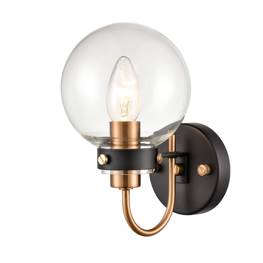 Equinox Single Wall Light in Matt Black & Antique Gold