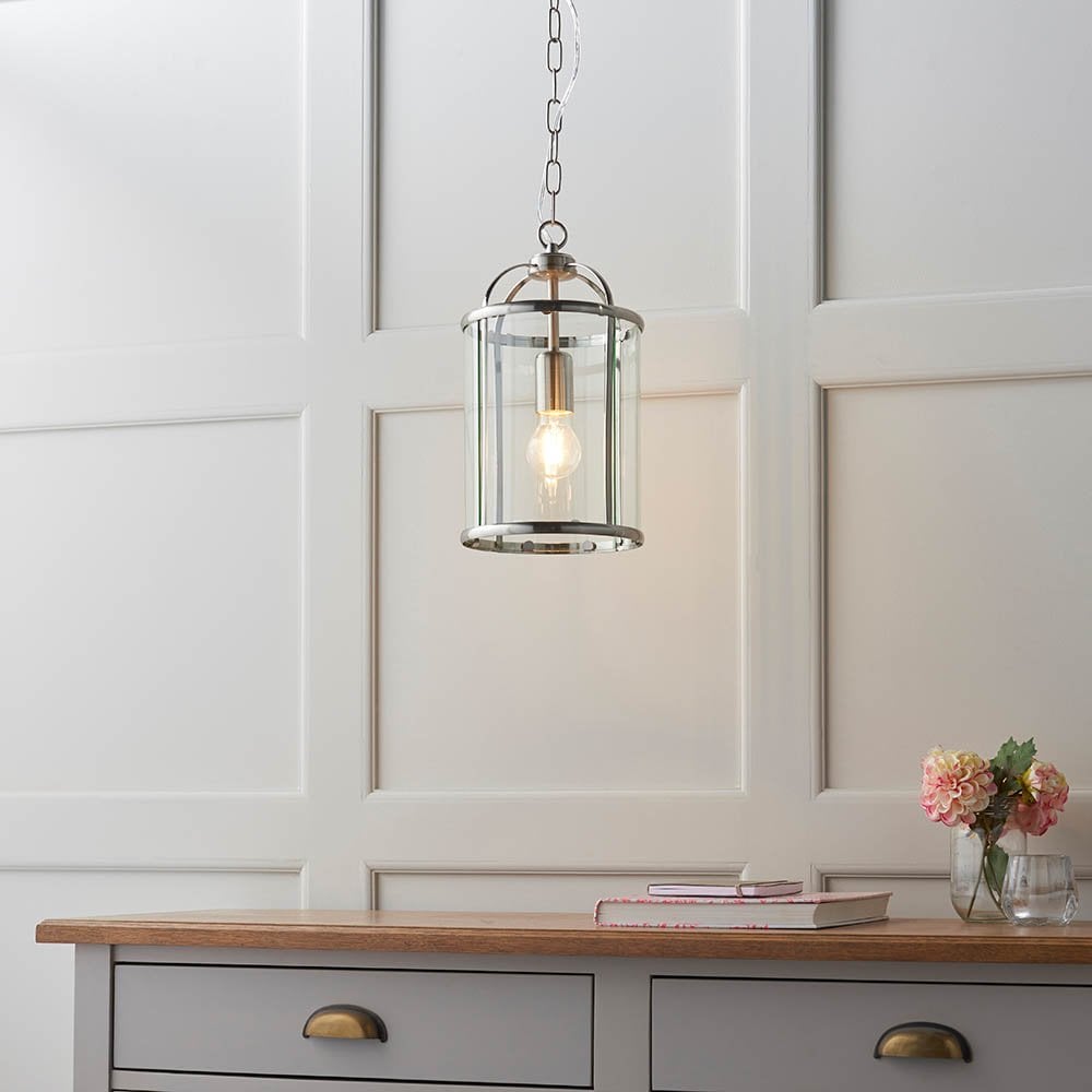 Lambeth Single Lantern in Satin Nickel
