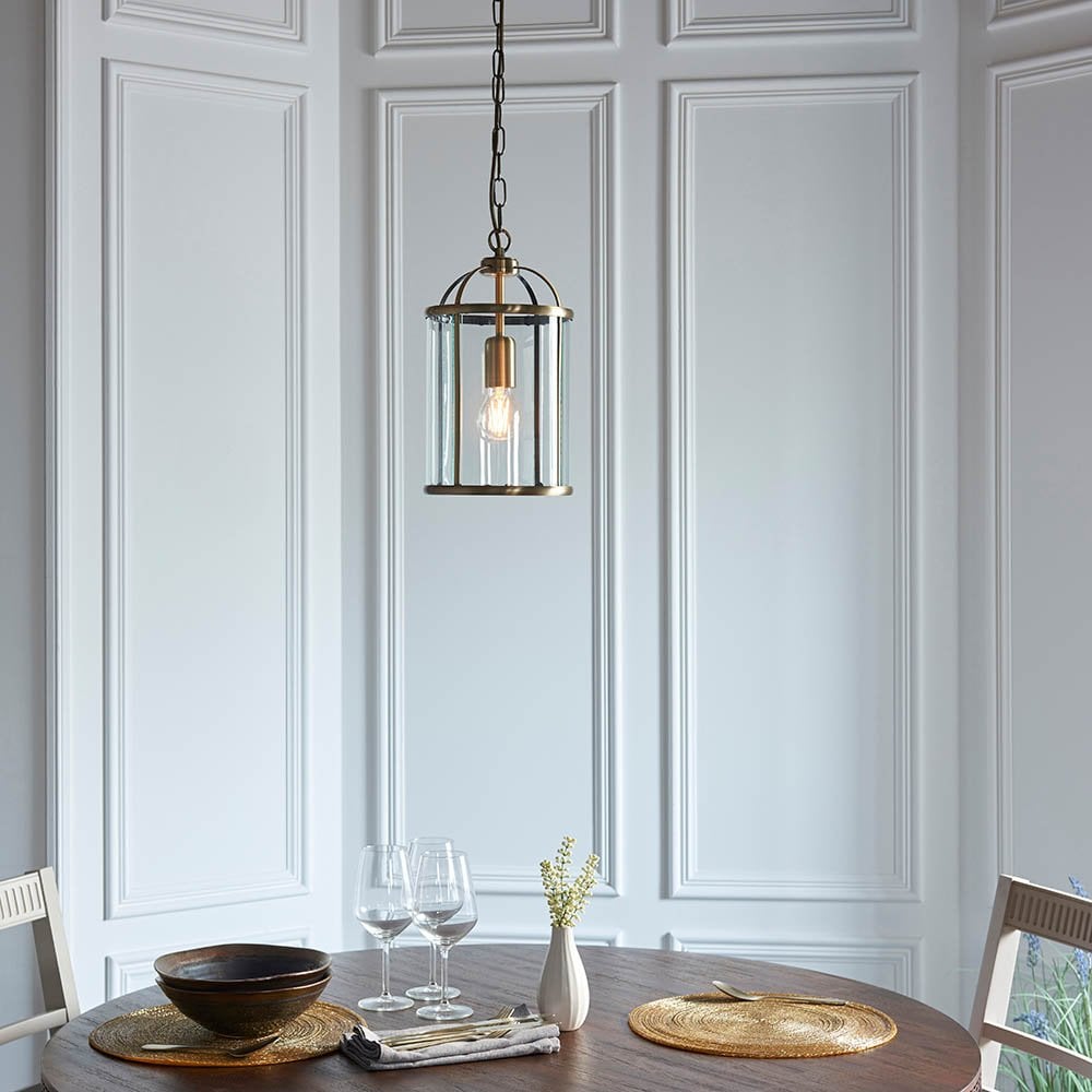 Lambeth Single Lantern in Antique Brass