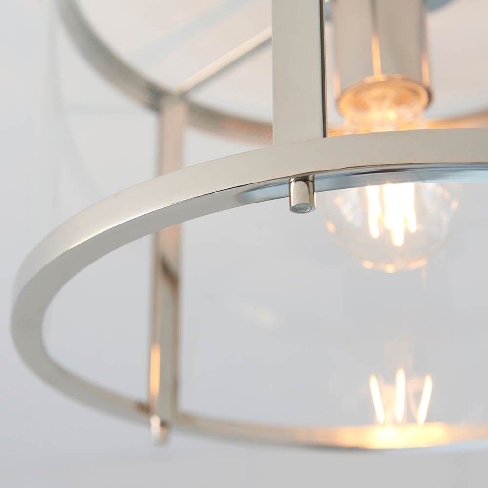 Hopton Flush Light in Bright Nickel
