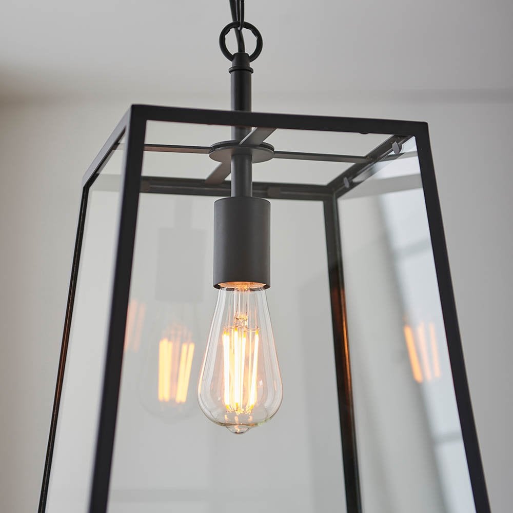 Hurst Box Style Single Pendant in Matt Black Finish