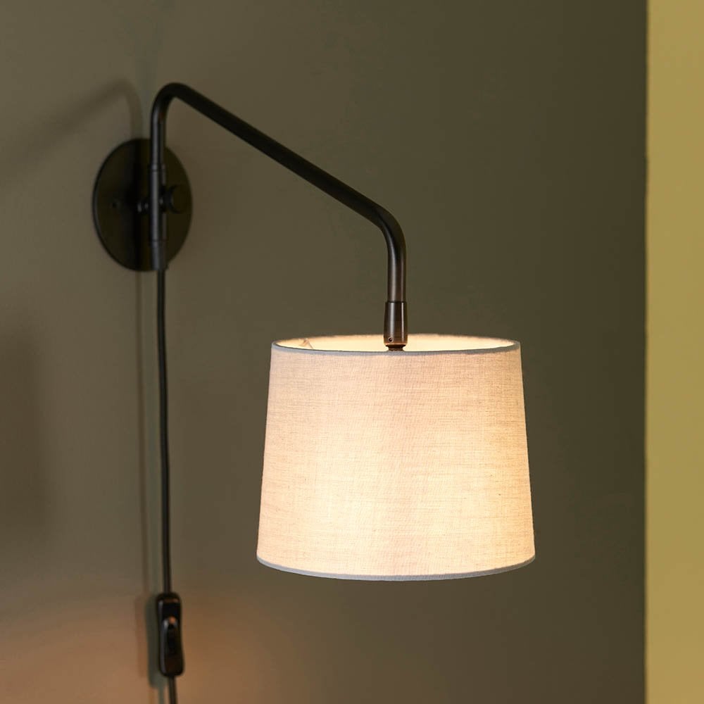 Carlson Small Modern Wall Light in Matt Black C/W Grey Shade