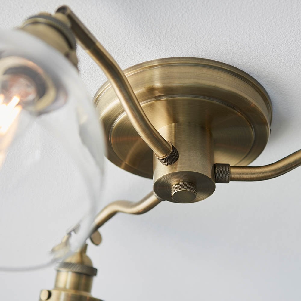 Hansen 3 Light Semi Flush Fitting in Antique Brass