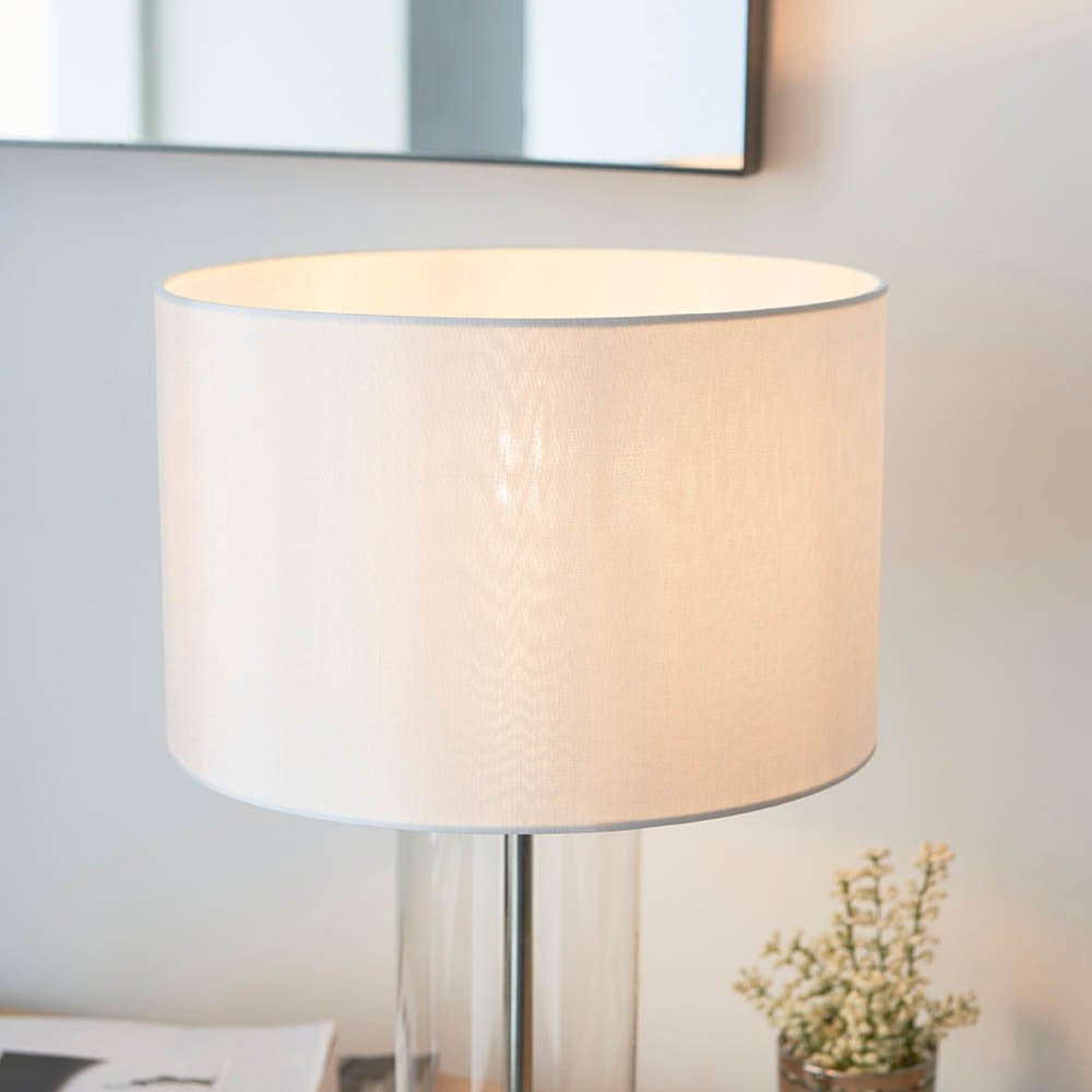 Lessina Small Touch Table Lamp in Bright Nickel C/W Shade