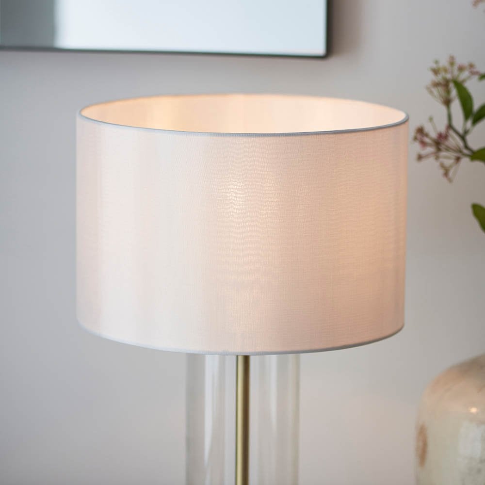 Lessina Small Touch Table Lamp in Satin Brass C/W Shade