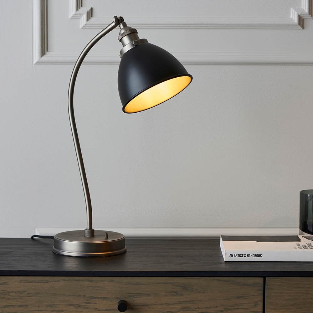 Franklin Matt Black & Pewter Table Lamp