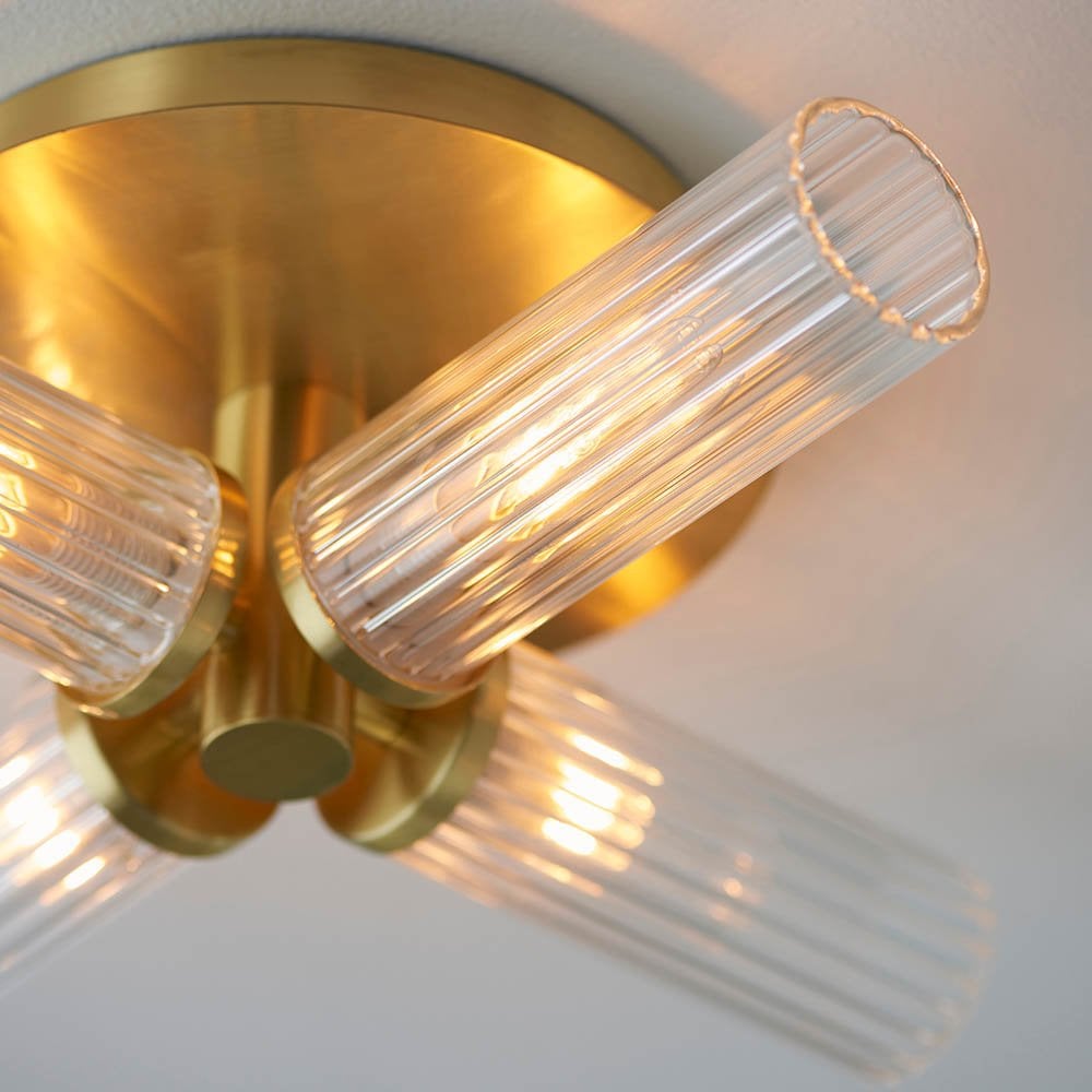 Talo 4 Light Semi Flush Fitting in Satin Brass IP44