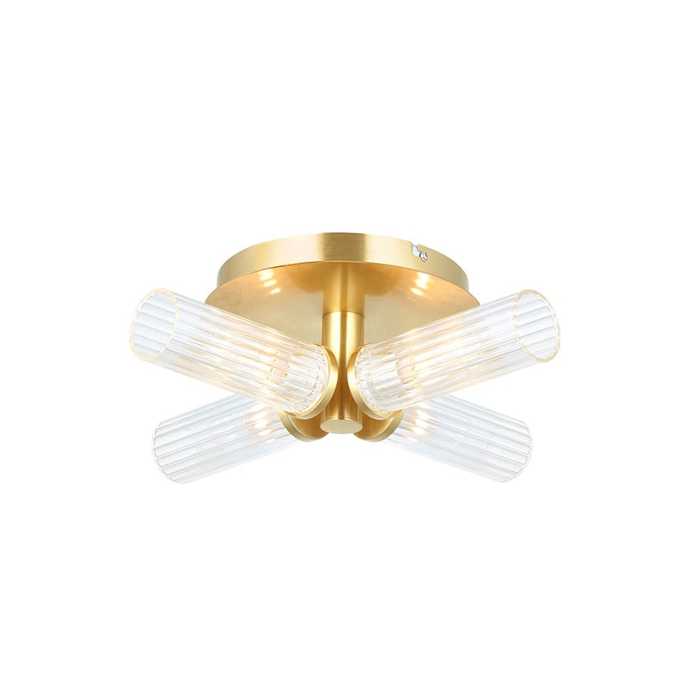 Talo 4 Light Semi Flush Fitting in Satin Brass IP44