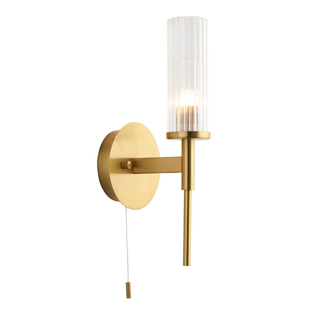 Talo Single Wall Light in Satin Brass IP44