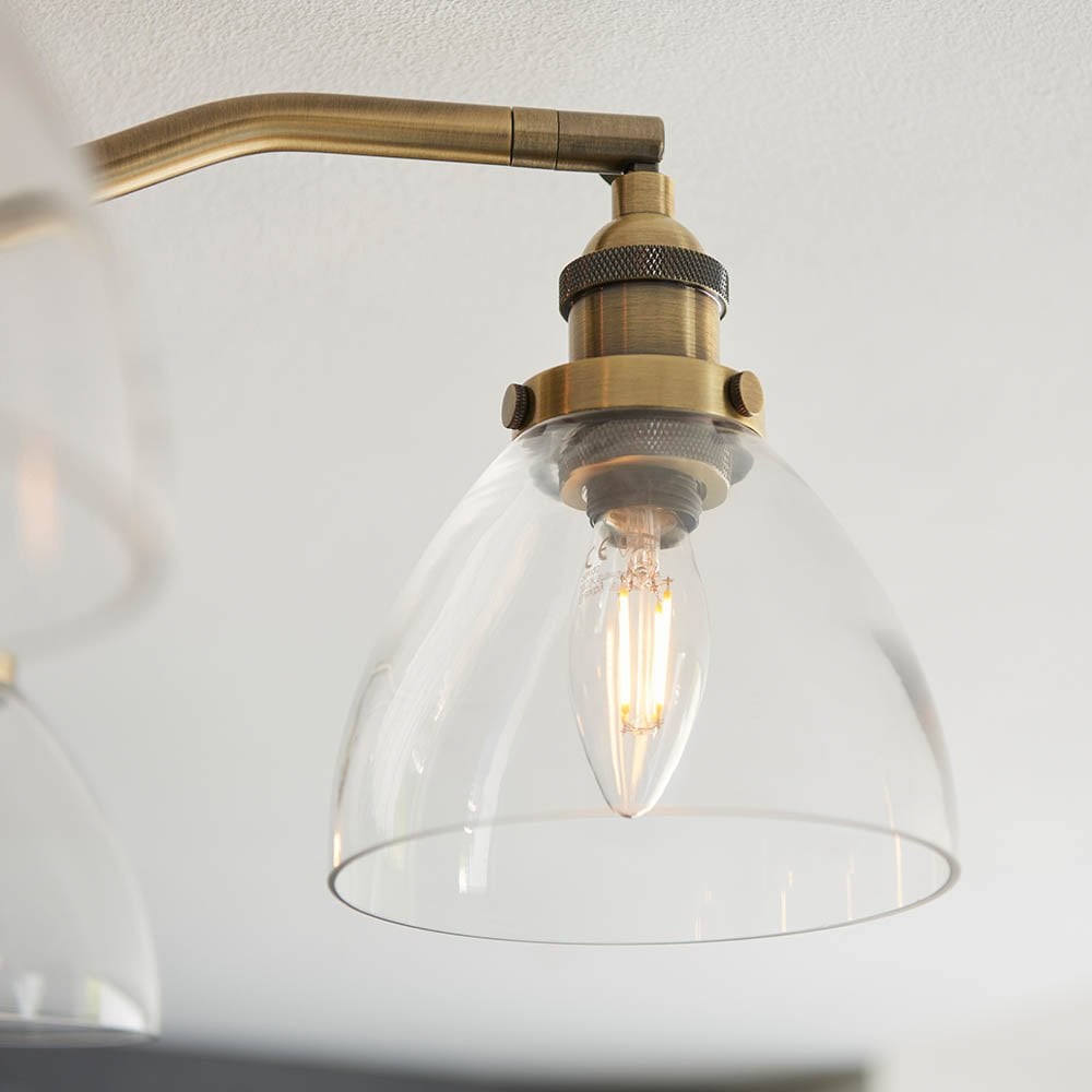Hansen 5 Light Semi Flush Fitting in Antique Brass