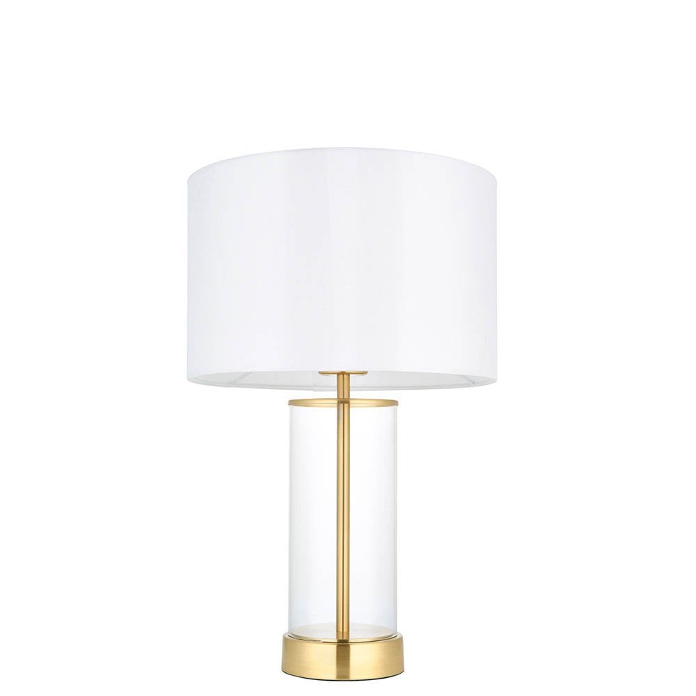 Lessina Small Touch Table Lamp in Satin Brass C/W Shade