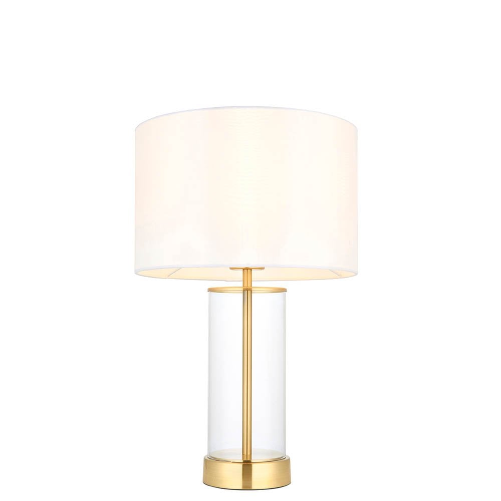 Lessina Small Touch Table Lamp in Satin Brass C/W Shade