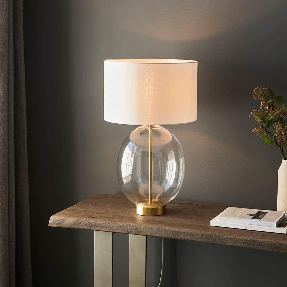 Kelda Satin Brass Table Lamp C/W Shade