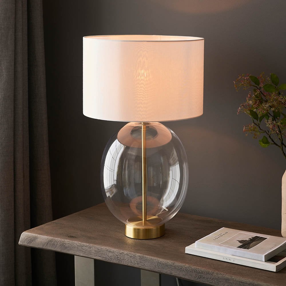 Kelda Satin Brass Table Lamp C/W Shade