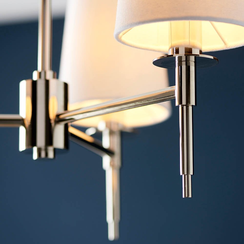Roe 3 Light Polished Nickel Fitting C/W Shades