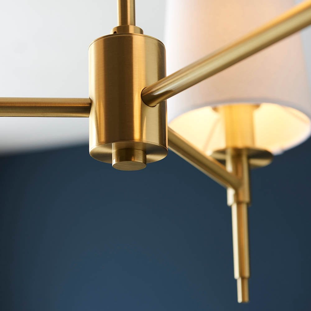 Roe 3 Light Satin Brass Fitting C/W Shades