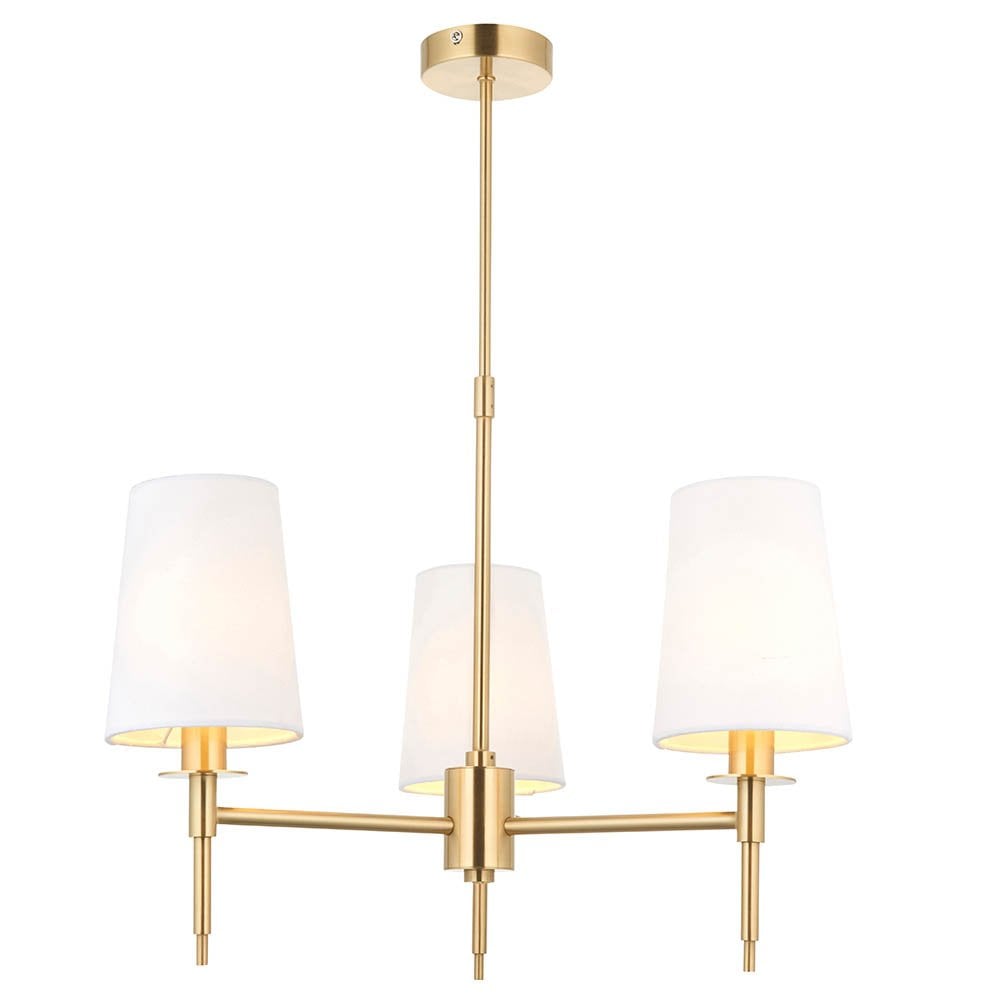 Roe 3 Light Satin Brass Fitting C/W Shades