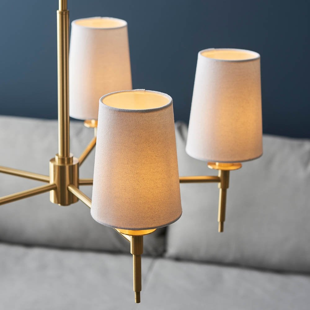 Roe 5 Light Satin Brass Fitting C/W Shades