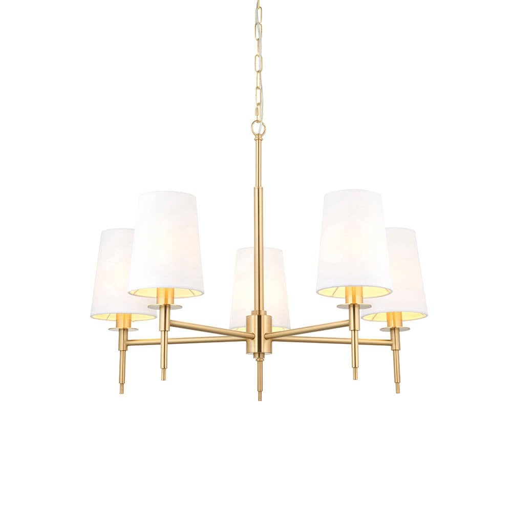 Roe 5 Light Satin Brass Fitting C/W Shades